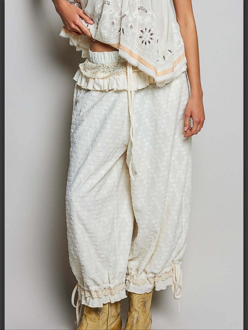 #1911 POL Moonlight Meadow Ruffle Harem Pants